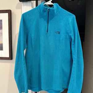 Teal north face quart zip pullover